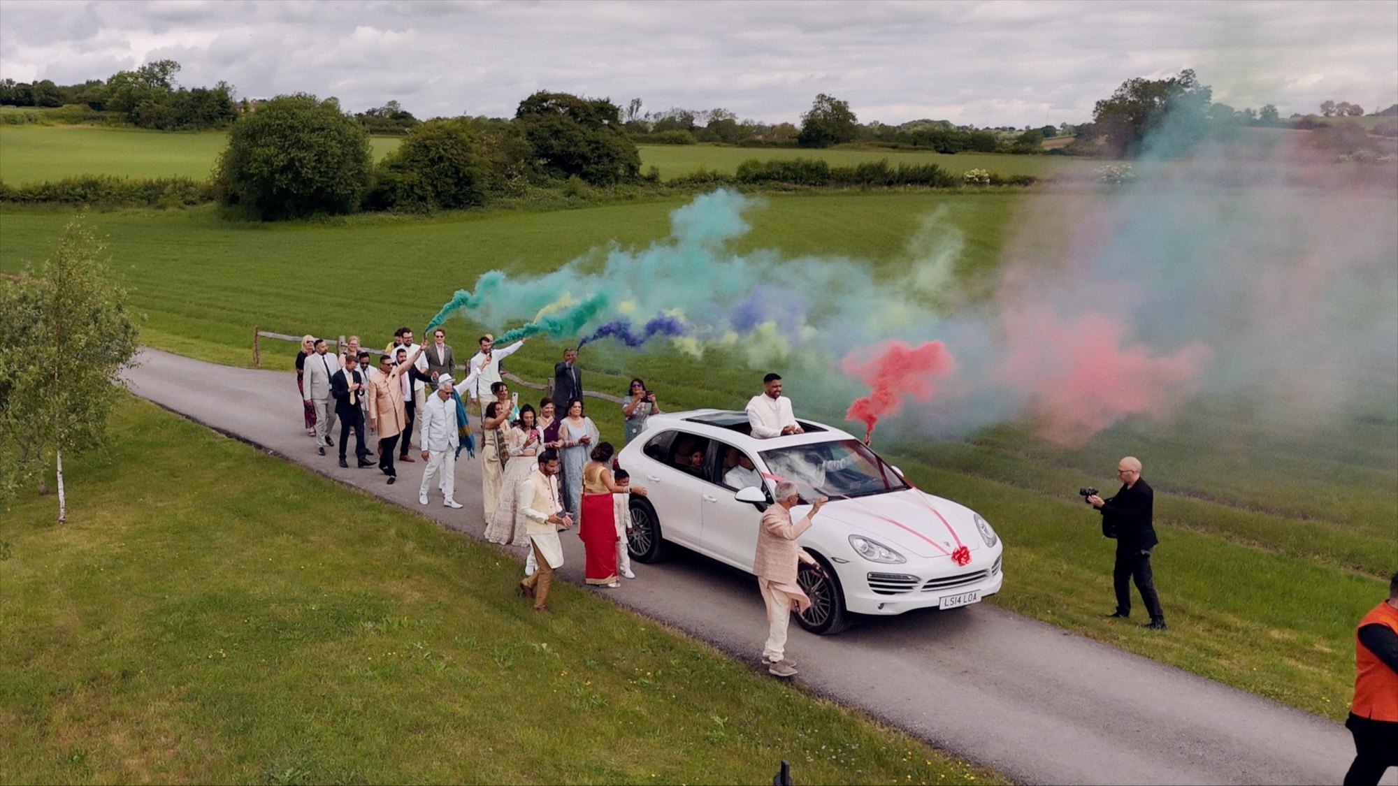 Groom and his family at arriving at Grangefields